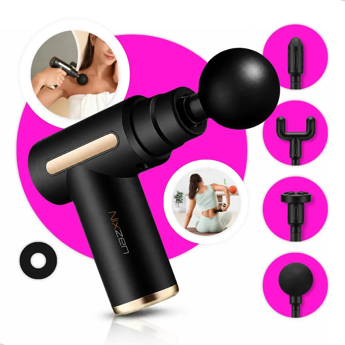 No momento, você está visualizando Massageador Pistola Elétrica Profissional Muscular Portátil Aparelho Fisioterapia Corporal 6 Velocidades 4 Cabeças De Massagem Alívio Dores Relaxamento Liberação Recuperação Muscular Nixzen