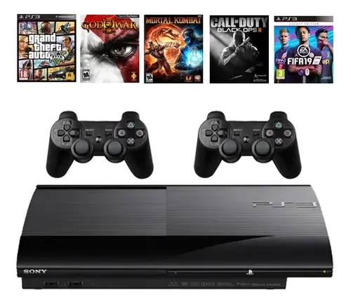 Ps3 Playstation 3 + 49 Jogos + 2 Controles + Nf-e E Garantia